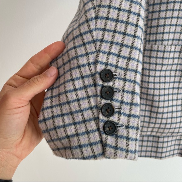 Rails Windsor Lilac Navy Mini Check Blazer Wool Blend Academia Office Size XS - Picture 6 of 15